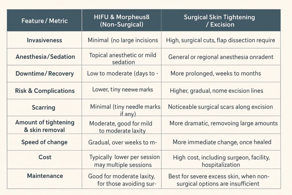 The Science of Skin Tightening 2 Table of skin tightening Cardiff benefits compared to surgical options